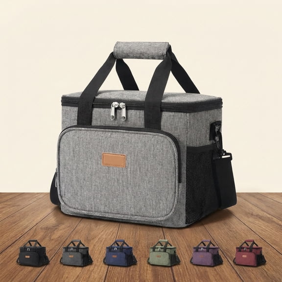Luncia Large Insulated Lunch Bag Cooler Tote – Soft 24-Can Lunch Box for Adults, Men & Women, 15L, Gray