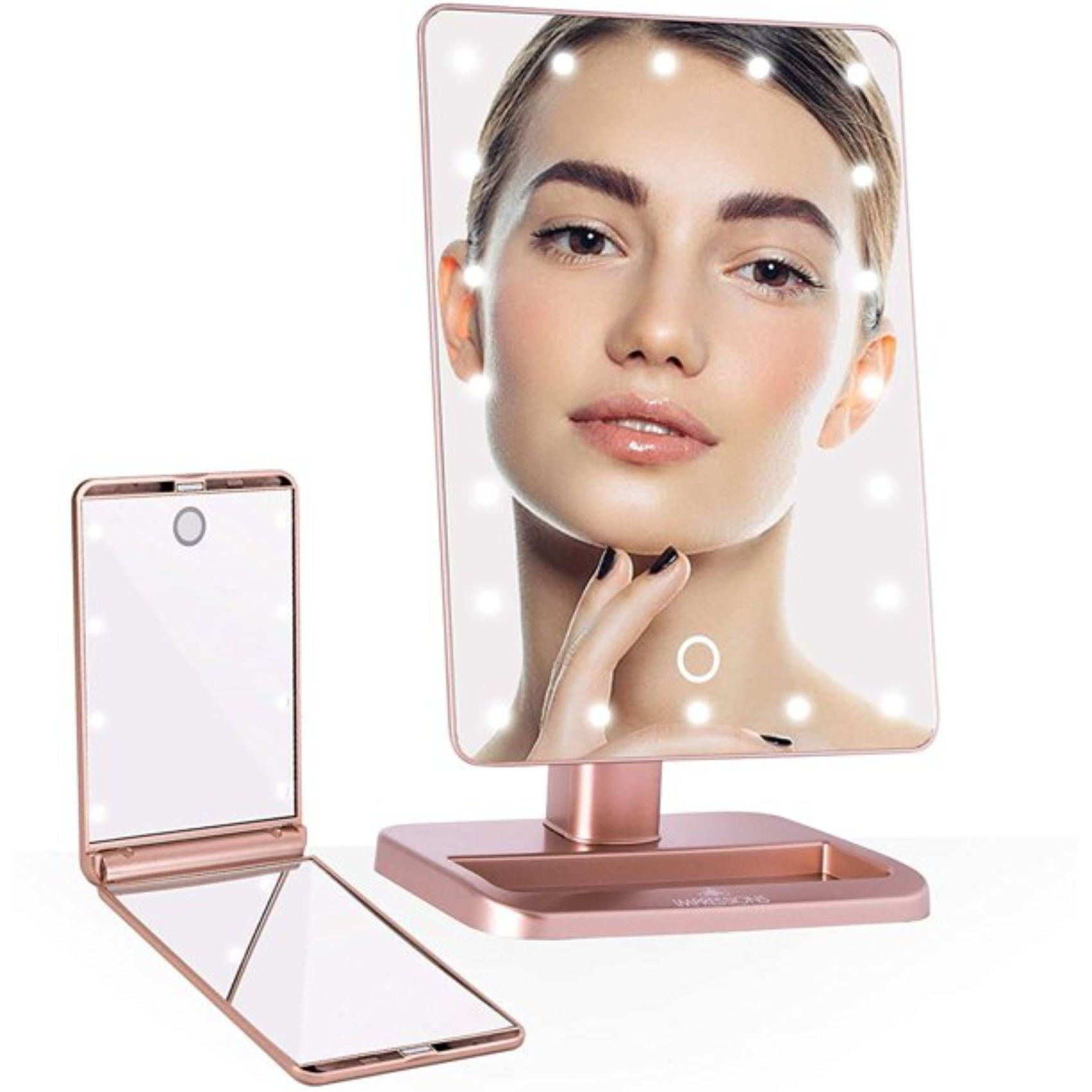 Impressions Touch XL and Touchup Makeup Mirror Bundle with 5X Magnifying Glass, Travel Vanity