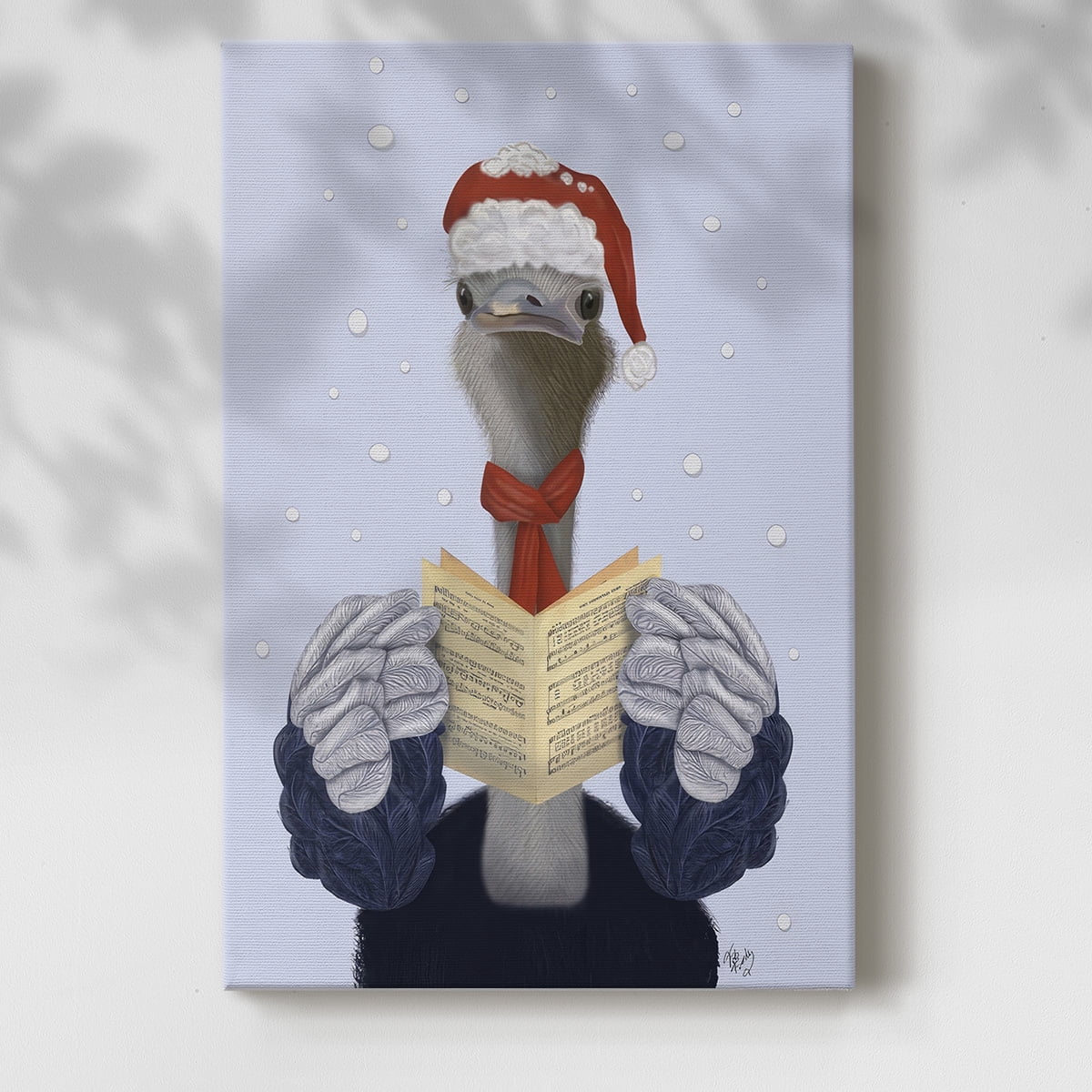 Ostrich, Carol Singing- Gallery Wrapped Canvas