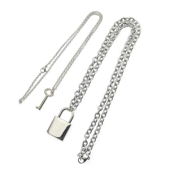 Collar De Cadena De Acero Inoxidable Collar Con Colgante De Llave De Bloqueo Collar Con Candado De Pareja sonducket AP005077-00