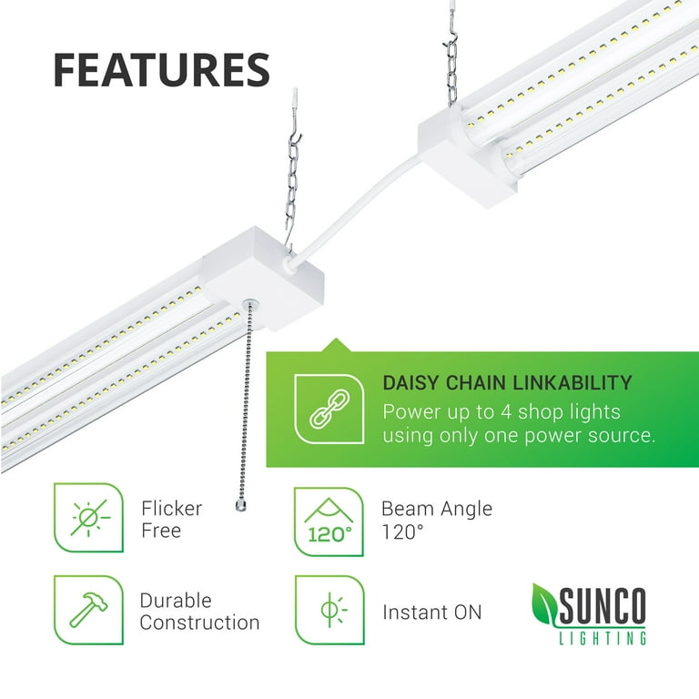 Sunco Lighting 4 Pack Led Utility Shop Light 4 Ft Linkable Integrated Fixture 40w 260w 5000k Daylight 4500 Lm Clear Lens Surface Suspension Mount Pull Chain Garage Etl Energy Star Walmart Com Sunco Lighting 4 Pack Led Utility Shop Light 4 Ft Linkable Integrated Fixture 40w 260w 5000k Daylight 4500 Lm Clear Lens Surface Suspension Mount Pull Chain Garage Etl Energy Star Walmart Com