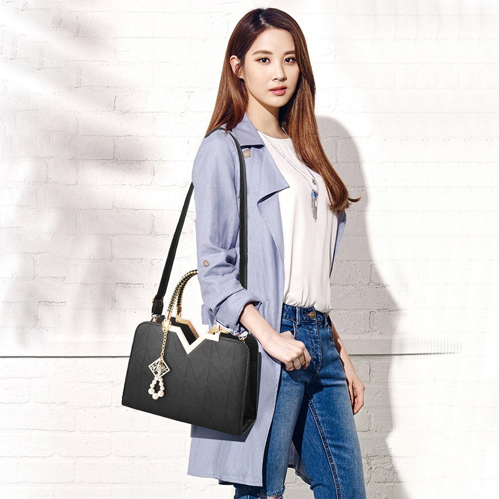 Women Bag Designer Leather Top Handle Bags Women Quality Leather Handbags 3  Layer Color Black size 25cm 12cm 21cm