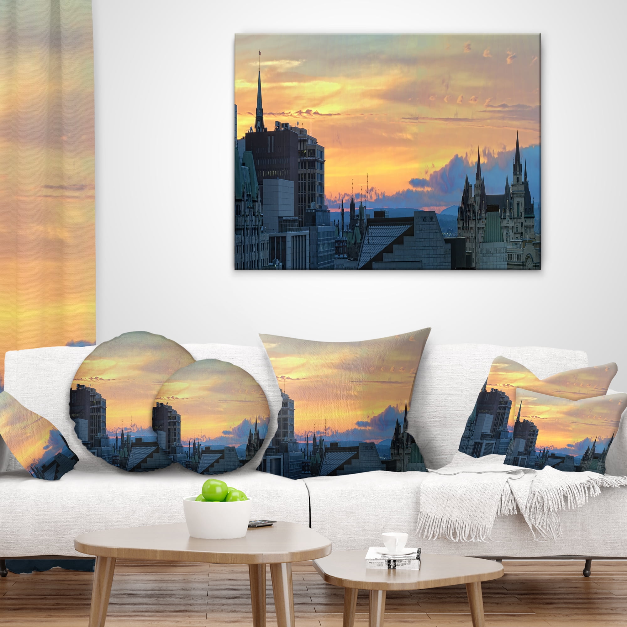 Designart Ottawa City Panoramic - Cityscape Photo Throw Pillow - 12x20