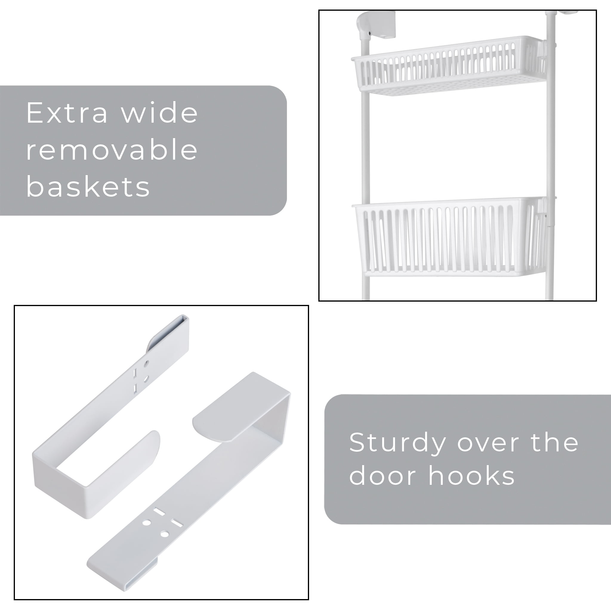 Smart Design 4-Tier Over-the-Door Organizer Pantry Hanging Organizer, White