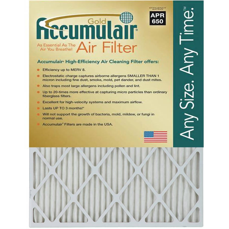 2 Pack Accumulair Gold 13x21.5x1 Actual Size MERV 8 Air Filter/Furnace Filter 