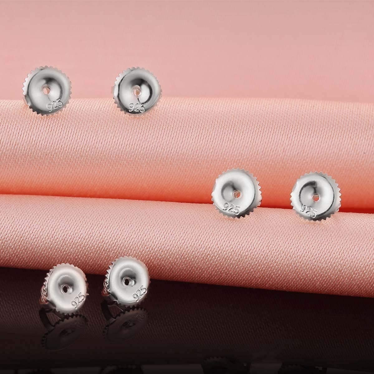 4 Pairs 14K Gold Plated Screw Earring Backs for Diamond Earrings, 925 Stering Silver Hypoallergenic Screw Backs Replacement, Secure Screw on Back Earrings for Women Fit for Threaded Post Sizes .032"