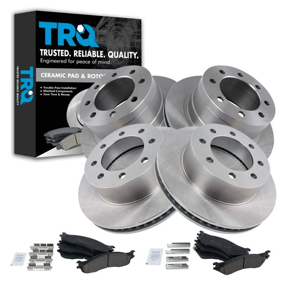 TRQ Front and Rear Brake Pad & Rotor Kit Brake Pads Brake Rotor Ceramic Fits Select 2006-2008 Dodge Ram 1500 2003-2008 Ram 2500 Ram 3500