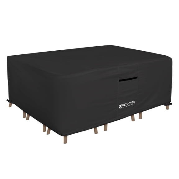 ULTCOVER Smart Selection Patio Furniture Cover Fits Tables up to 88" x 62" with 6 Chairs Waterproof Dustproof UV-Resistant Patio Table Cover,Black