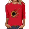 thumbnail image 2 of T-Shirt à Manches Courtes pour Femmes Seductiva Soldes de Liquidation T-Shirt à Col Rond pour Femmes Imprimé à Manches Sept Quarts T-Shirt Décontracté Haut, 2 of 4