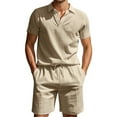 thumbnail image 4 of NAFUU Men's 2 Piece Outfit Mens Summer Suit Loose Casual Breathable Shirt Short Sleeve Shorts Linen Suit Casual Vacation Clothes, 4 of 9