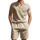 thumbnail image 3 of WILLBEST Traje de Verano para Hombre, de Carga Corta, Holgado, Informal, Transpirable, de Manga Corta, de Lino, 3 of 8