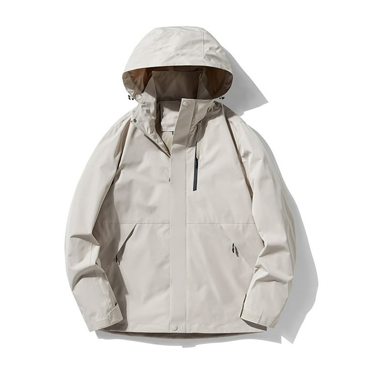 UVEASISHA Big and Tall Rain Jackets for Men Lightweight Softshell Jacket Zip Up Hooded Windbreaker Outdoor Waterproof Raincoat for Hiking Travel