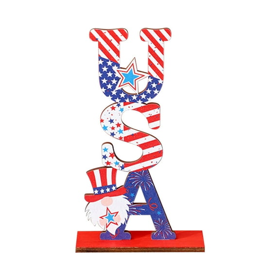Wovilon 4Th Of July Wooden Patriotic Gnome Decorations, Handmade Mr & Mrs Usa Gnomes Plush Table Ornaments Gift For Independence Day Memorial Day Presidents Day Veterans Day Armed Forces Day