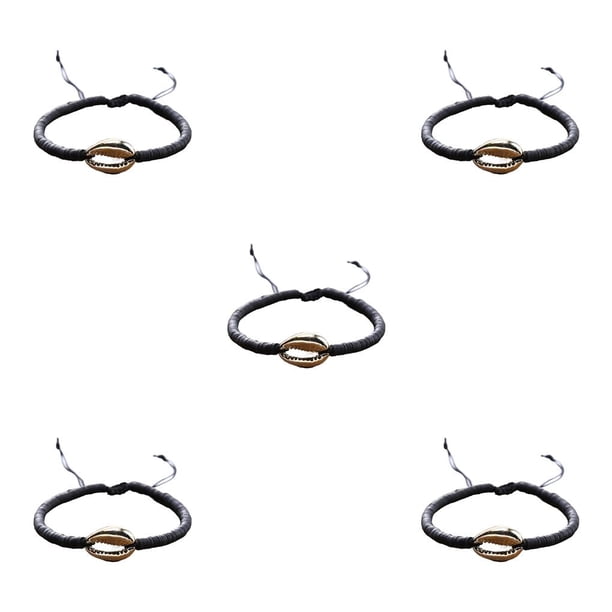 Sonducket 1 Juego de pulseras trenzadas, de concha, accesorio de moda, accesorios de mujer para el Día de San Valentín para el vestido diario, Oro negro 5piezas Sonducket CBP251279