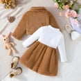 thumbnail image 3 of Hotiary Autumn and Winter Flip Collar Jacket and Letter Printed Dress Two-Piece Set Toddler Kids Plush Set for Girls 2-6 Years Old, 3 of 12