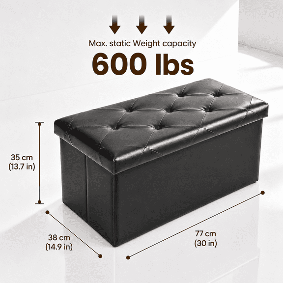 Hxk Heavy-Duty Folding Storage Footrest Ottoman Bench 30*14.9*13.7inch