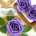 thumbnail image 3 of 50pcs Purple Foam Fake Rose with Stems 12 Leaves Real Looking Artificial Flowers Bright Purple Faux Roses for Wedding Bouquets Bridal Shower Centerpieces Arrangements Party Tables Decorations DIY, 3 of 11
