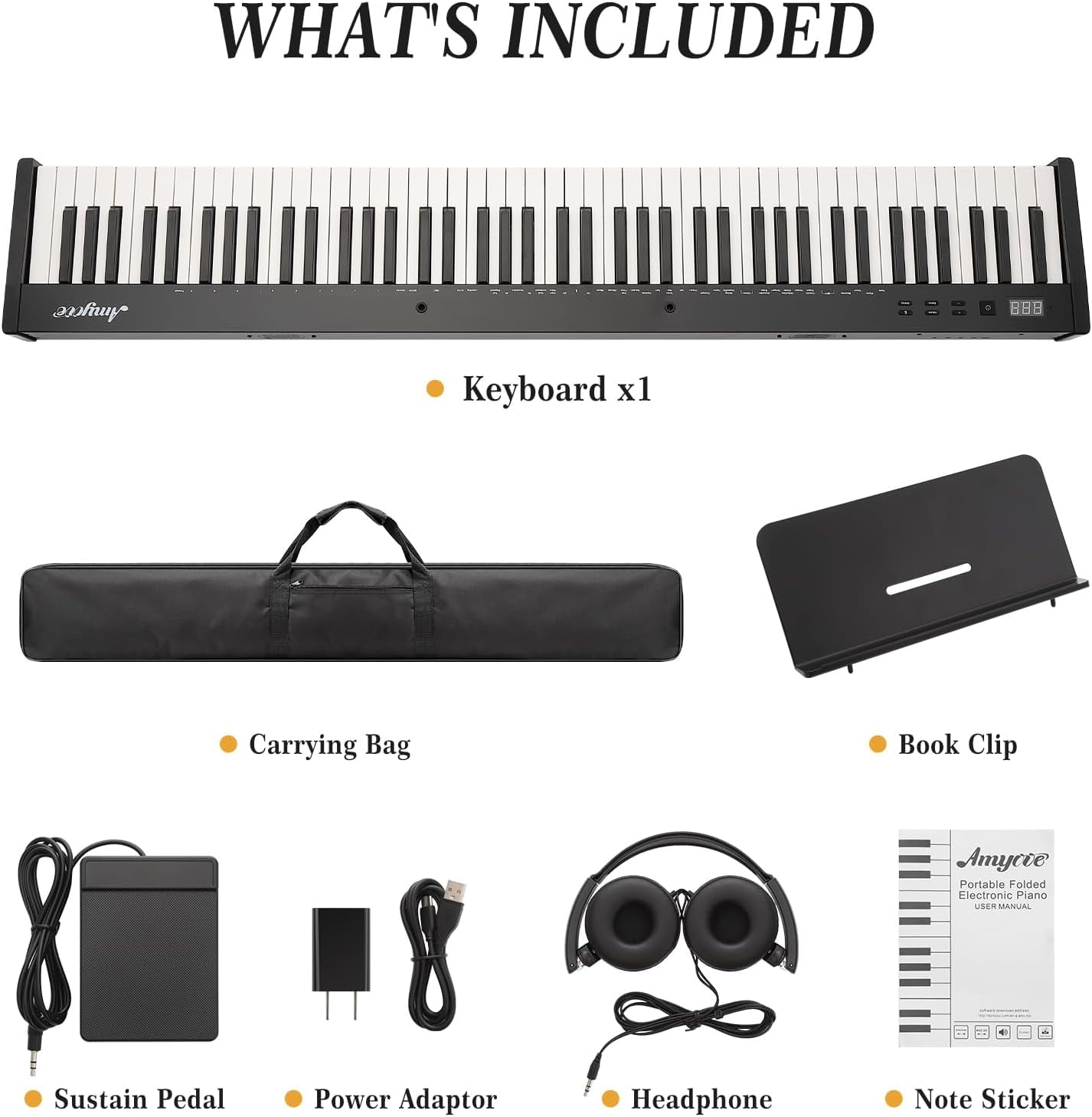 88-Key Semi-Weighted Piano Keyboard, Full-Size Electric Keyboard for Beginners, Portable Digital Piano with Headphones, Sustain Pedal, Carry Bag, Bluetooth & USB MIDI