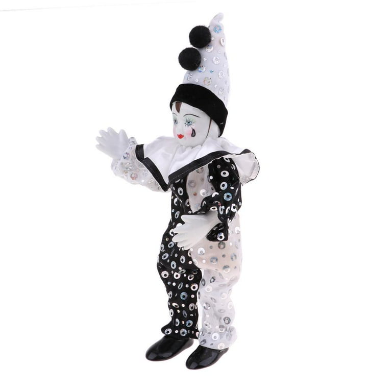 Black and sales white clown doll
