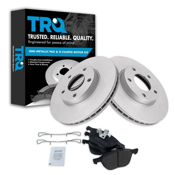 TRQ Front Brake Pad & Rotor Kit Brake Pads Brake Rotor Semi-Metallic Premium G-Coated Fits Select 2004-2013 Mazda 3
