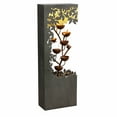 thumbnail image 3 of Fontaine Extérieure en Bol de Fleurs en Métal Gris avec Éclairage DEL Blanc Chaud - Extérieur, 3 of 5
