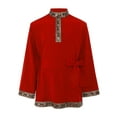 thumbnail image 3 of iiniim Boys Traditional Folk Shirt Embroidered Bell Sleeve Tunic Top for Carnival Festival Red 10, 3 of 7