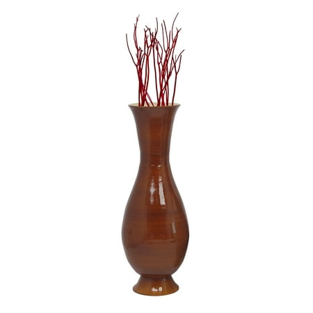 43 Tall Brown Modern Handmade Bamboo Floor Vase Walmart Com