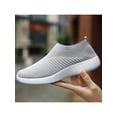 thumbnail image 4 of SIMANLAN Slip On Sneakers Women White Fashion Shoes Wide Width Mesh Knit Walking Non Slip Shoes  Gray 6.5, 4 of 6