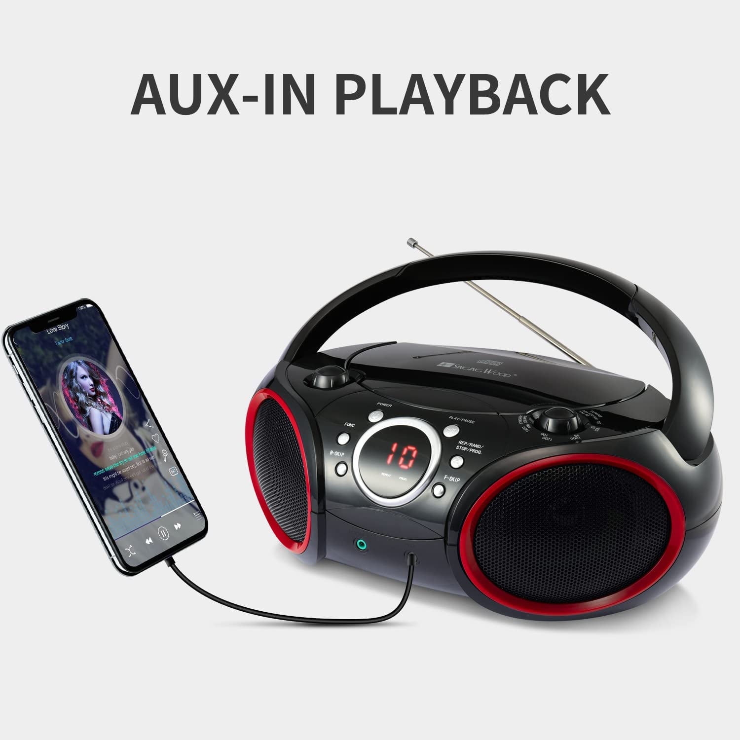 Free Shipping! singing wood Portable CD Player Boombox with