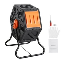 KFFKFF Composting Container, 18.5-Gal Rotating Compost Tumbler, Compact Single Chamber with Slide Door and Metal Structure, BPA Free Petite Compost Bin Tumbler for Garden, Kitchen, Yard, Outdoor