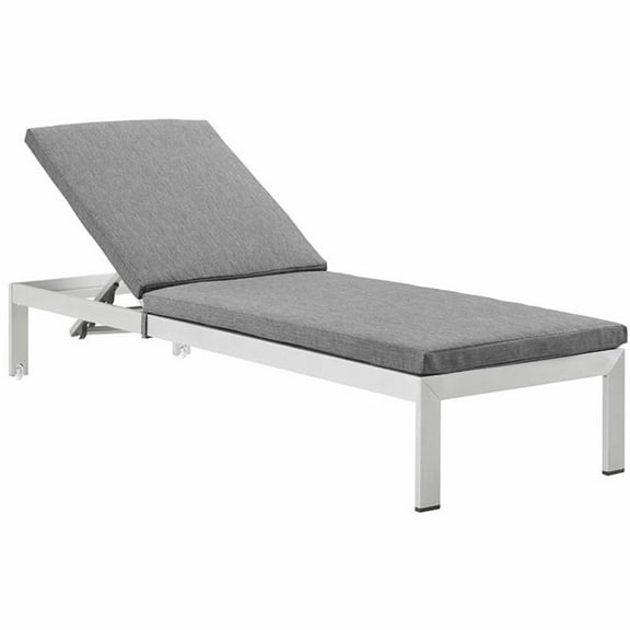 Pemberly Row  Plastic Wood Reclining Patio Chaise Lounge in Silver and Gray