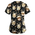 thumbnail image 4 of HaHaHappy Womens Scrubs Christmas Plus Size V Neck Funny Deer Print Scrub Shirts Ugly Short Sleeve Cute Scrub Tops Nursing Uniform Medical Nurse Workwear with Pocket Black L, 4 of 4