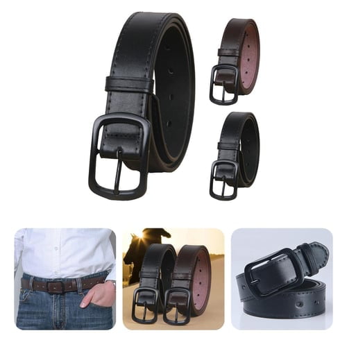 Men Belt Multi Holes Faux Leather Adjustable Clothes Accessory Solid Color Match Clothing Smooth Surface Simple Style Men Waist Belt for Daily Wear