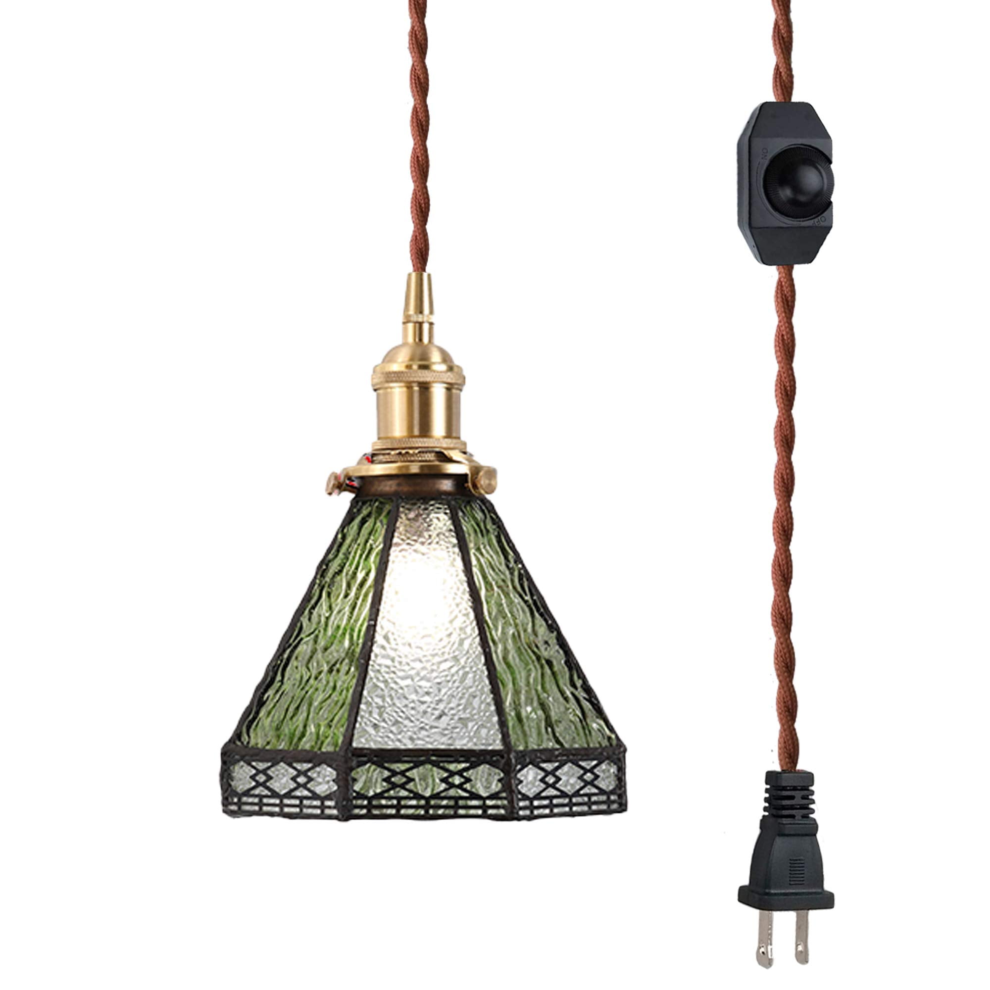 FSLiving Hanging Swag Pendant Light with 15ft Plugin UL Dimmable Cord