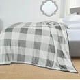 thumbnail image 1 of Nestl Ultra Plush Heavy Thick Raschel Imitation Mink Bed Blanket, 82 x 102, Gray Check, 1 of 5