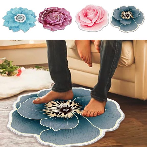 Yyuenw Bath Rug, Plain Flower Shape Easy Living Room Carpet Large Area Washable Bedroom Carpet Washable Home Absorbent Carpet, Home Decor