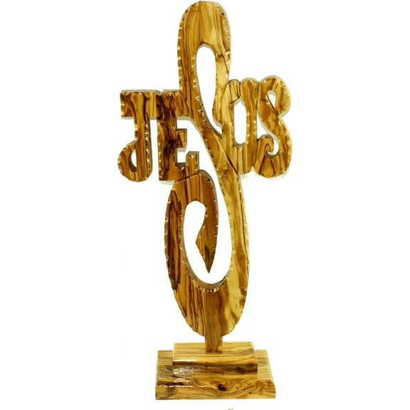 Table JESUS name Olive wood Cross - Extra Large - 2 pieces ( 45 - 50 cm or 18 to 20 inches in height