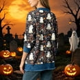 thumbnail image 5 of Enjoytime Women Cardigan Halloween Print Denim Patchwork Long Sleeve Jacket Button Down Oversized Fall Winter Outerwear, 5 of 6