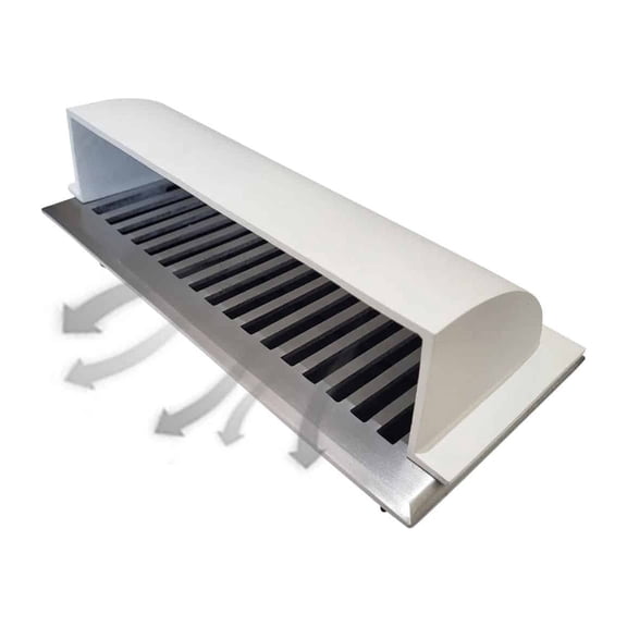Prima Decorative Hardware Floor Vent Air Deflector / Diverter 4"x12" - Dome Design Heavy Duty Cast Aluminum White - Pack of 1
