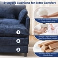 thumbnail image 2 of Accent Chair with Ottoman, Legahome 40"Wide Oversized Chenille Upholstered Lounge Chair, Comfy Reading Armchair with 3 Pillows, Barrel Chair Reading Chair for Living Room Bedroom, Blue, 2 of 10