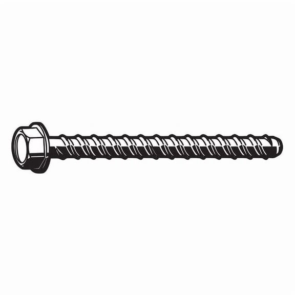 Concrete Screw, 5/8" Dia., Hex, 4 in L, Steel Zinc Plated, 10 PK
