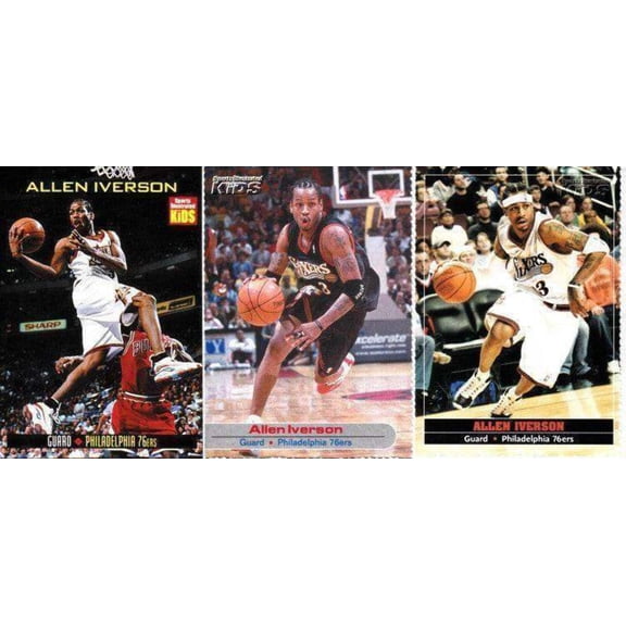 Allen Iverson Philadelphia 76ers 1999 2001 and 2005 Sports Illustrated for Kids cards