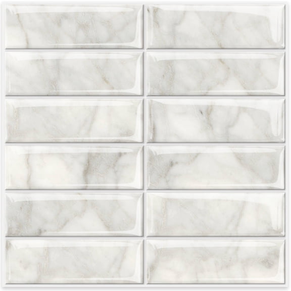 10pcs Peel and Stick Backsplash Wall Tiles, Extra Thick 3D Wall Panels, Heat & Water Resistant, Easy DIY Kitchen, Bathroom, Laundry, Fireplace & Rental Home Wall Décor (Beige, 12"×12")
