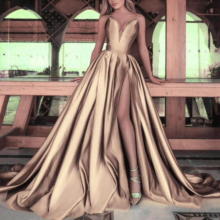 GZWYHT Dresses for Women 2024 Prom Dresses Women s One Shoulder Sequin Prom Dresses Long Evening Gown Formal Dresses Graduation Dress Gold Dress Flowy