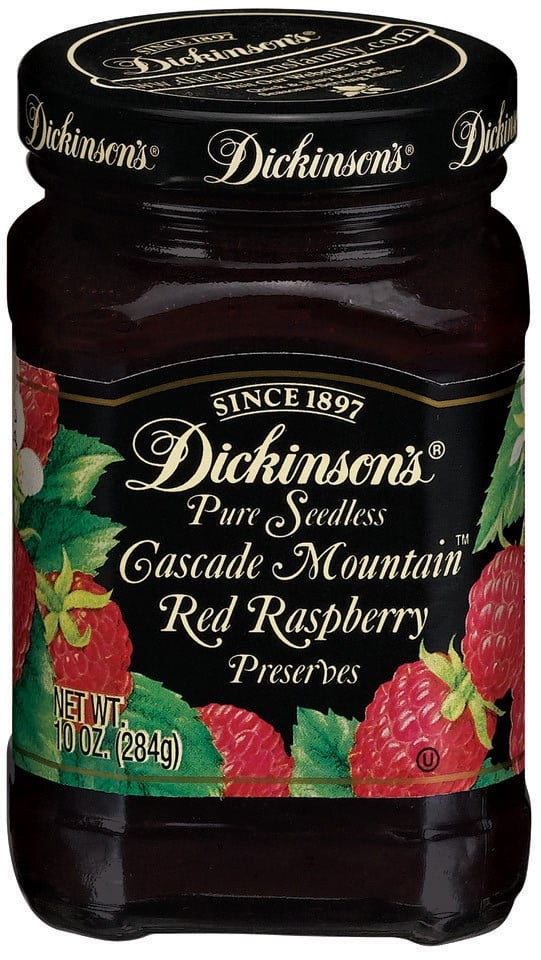 Dickinsons Preserves, Pure Seedless, Red Raspberry, Cascade Mountain, 10 OZ (Pack of 6) by Dickinsons