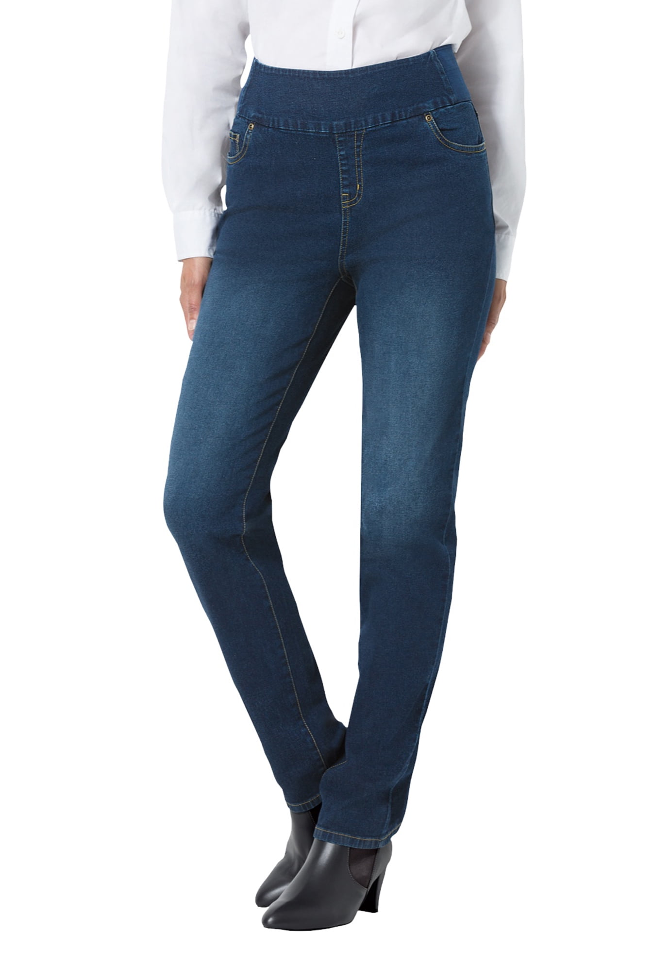 woman within elastic waist jeans