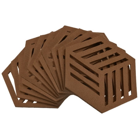 

Uxcell Felt Coasters Hexagon Mat Pad Coaster for Drink Cup Pot Bowl Vase Brown 12 Pack