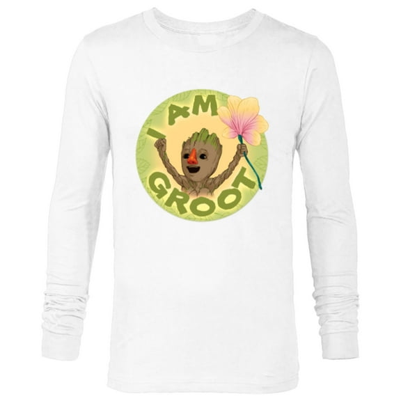 Marvel I Am Groot Guardians of the Galaxy Groot with Nose - Long Sleeve T-Shirt for Men - Customized-White