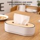 thumbnail image 4 of Caja de tejido con cubierta de madera de bambú para tejidos faciales, cajas de almacenamiento para el hogar, blanco Feliz Sencillez, 4 of 5