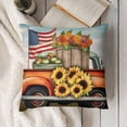 thumbnail image 3 of JRXY Happy Harvest Throw Pillow Covers Fall Decorative Pillows Cover Red White Blue Pickup Truck Pumpkins&amp;Sunflowers Print Patriotic Autumn Cushion Case Rustic Home Decor 24x24in, 3 of 5
